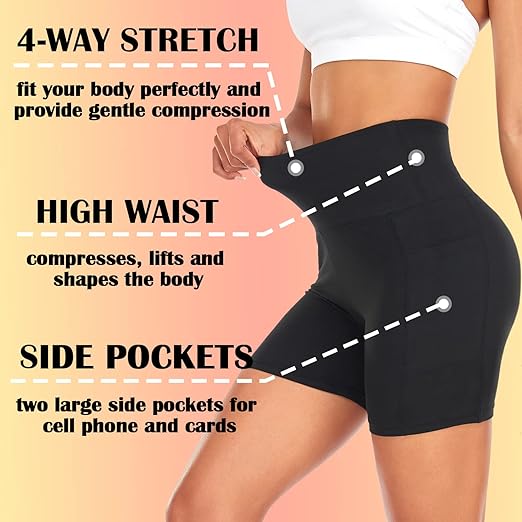 Biker Shorts for Women, Tummy Control Shorts, Tennis Shorts, Women Shorts -5 Biker Shorts for Women, Tummy Control Shorts, Tennis Shorts, Women Shorts -5